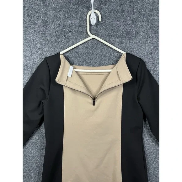 New York & Company Woman's Sheath Dress Tan & Black Color‎ Block Size Medium NWT - Picture 9 of 12